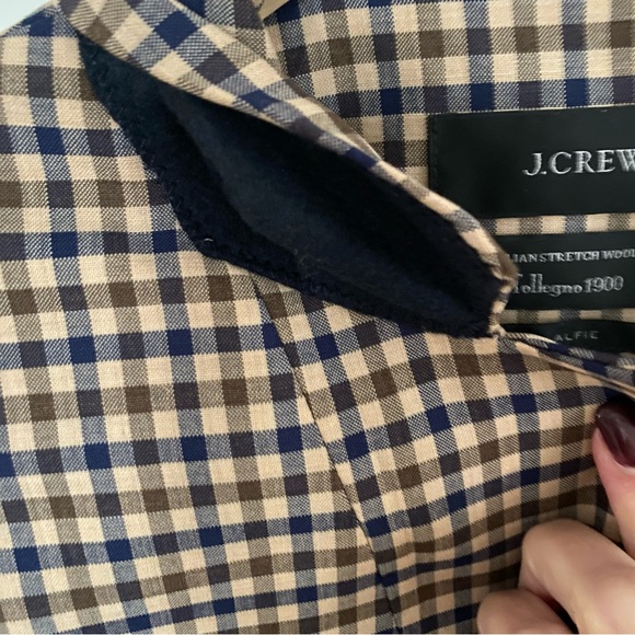 J. Crew Alfie Honey Plaid Italian Wool Stretch Blazer Size 10 NWOT Tollegno 1900 - Picture 14 of 16